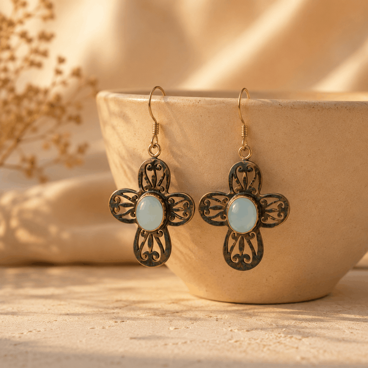 Two Tone Flower Earrings