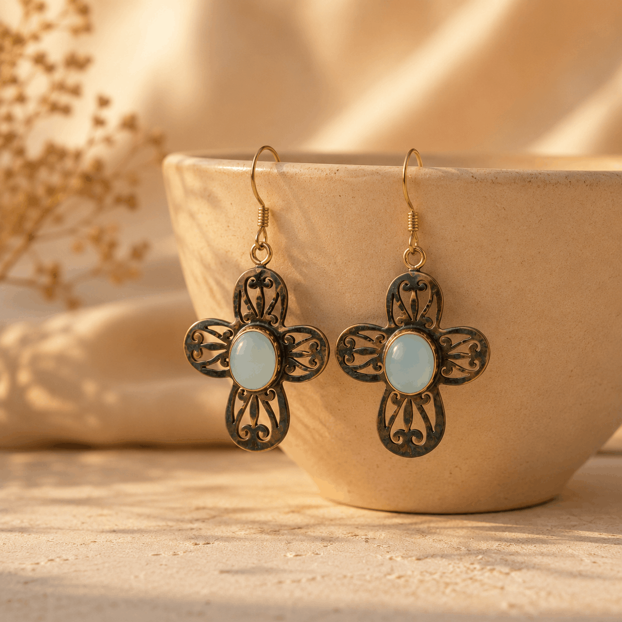 Two Tone Flower Earrings