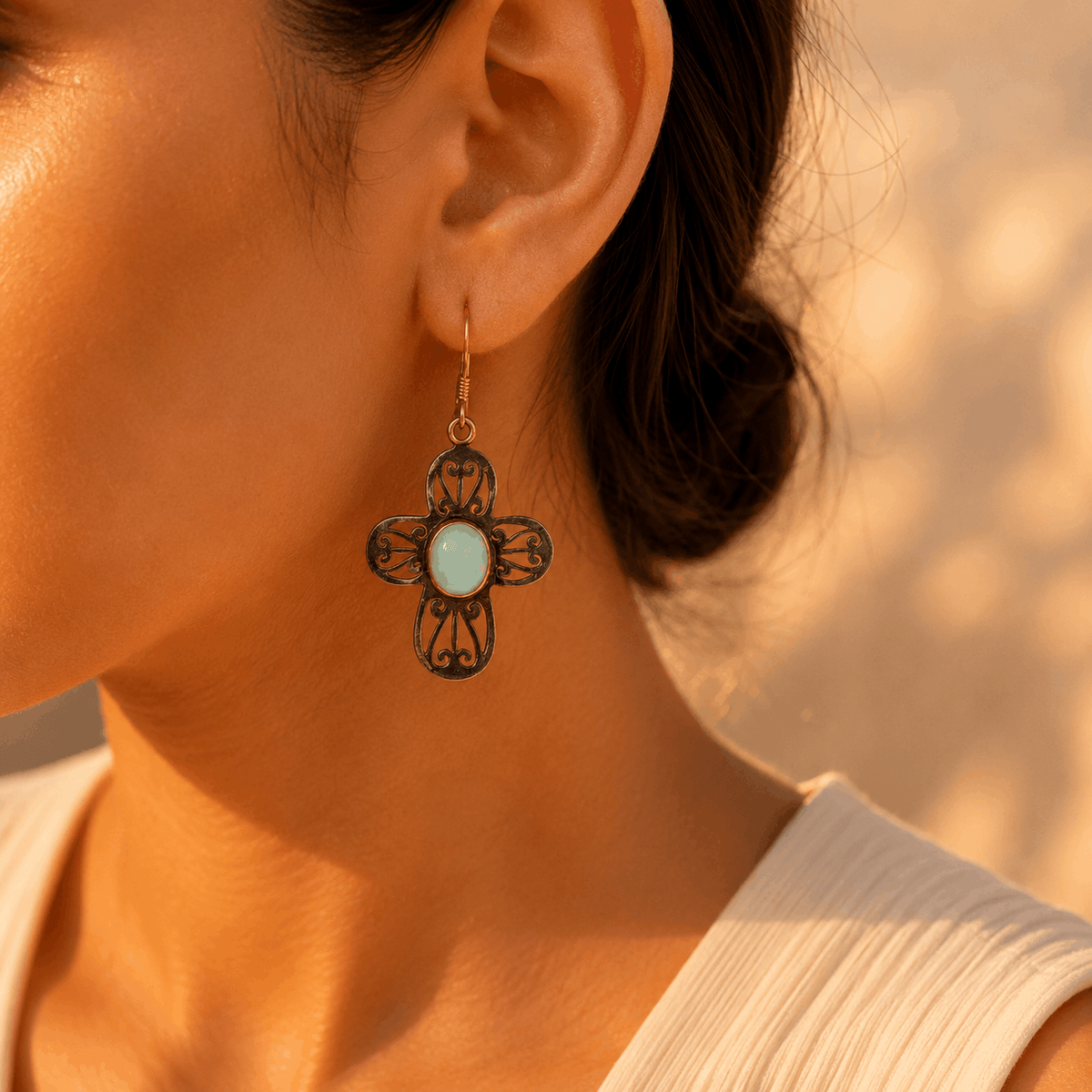 Two Tone Flower Earrings