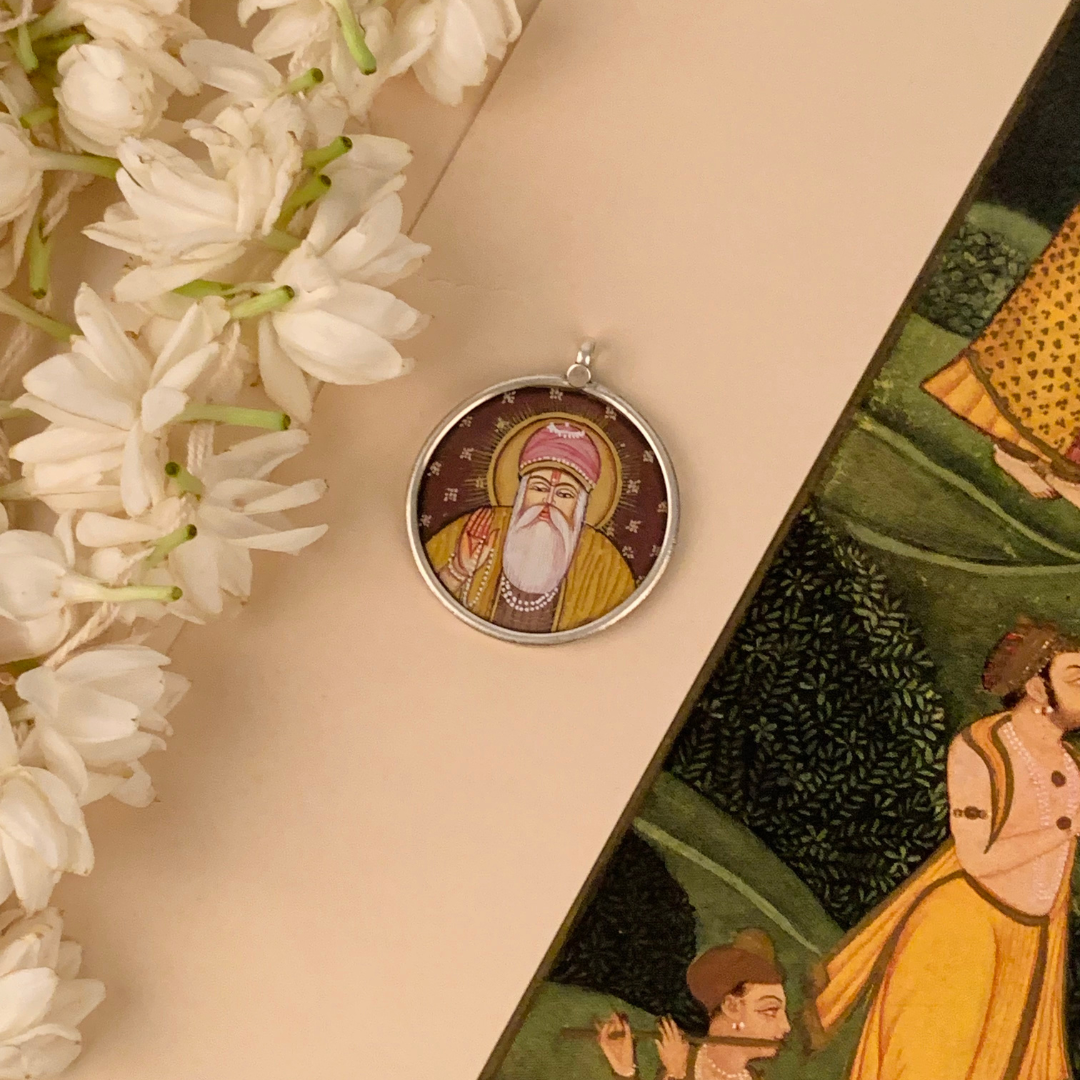 Mukta Mani Handpainted Miniature Art Silver Pendant