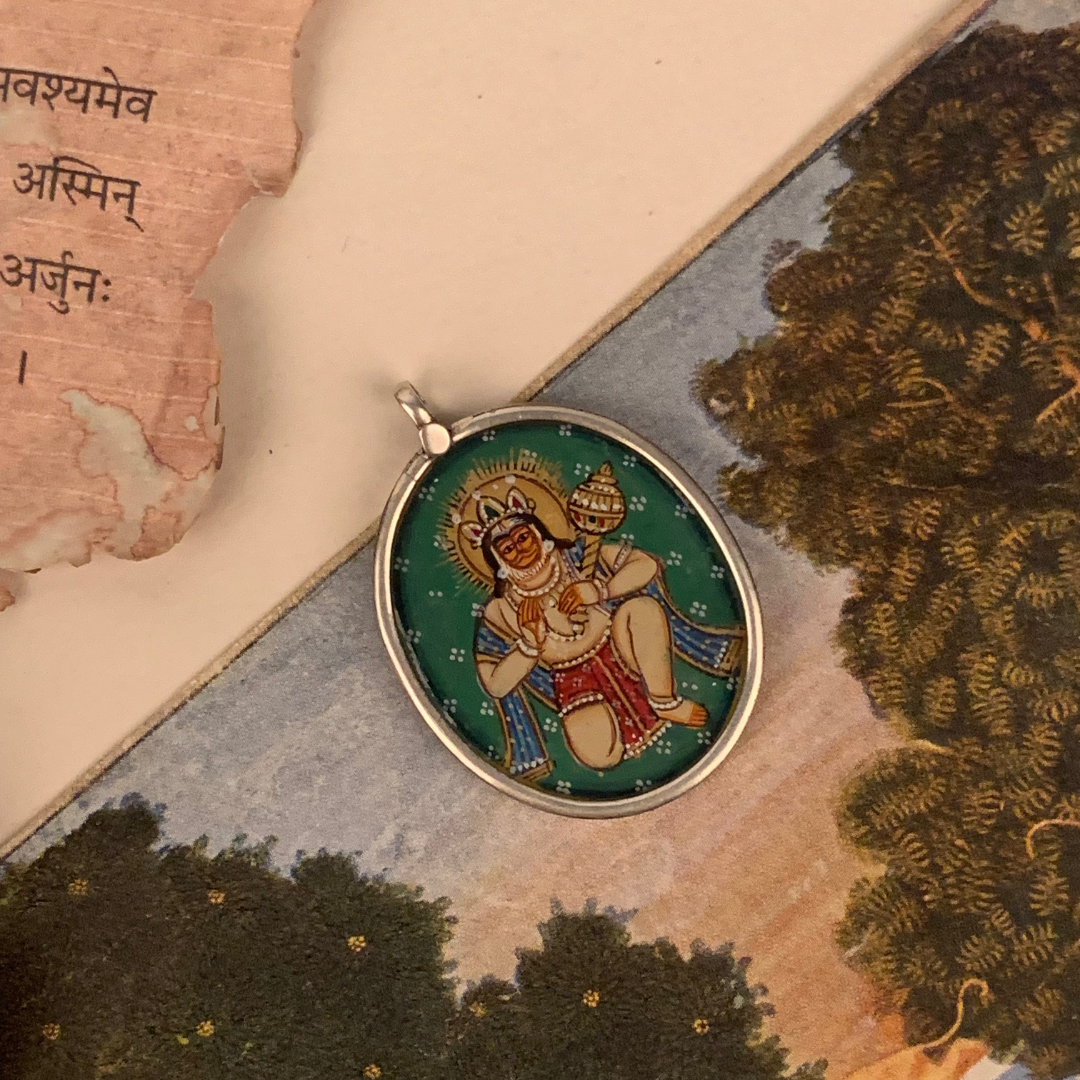 Vayu Handpainted Miniature Art Silver  Pendant