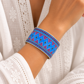 Vakrama Enamel Silver 925 Cuff Bangle