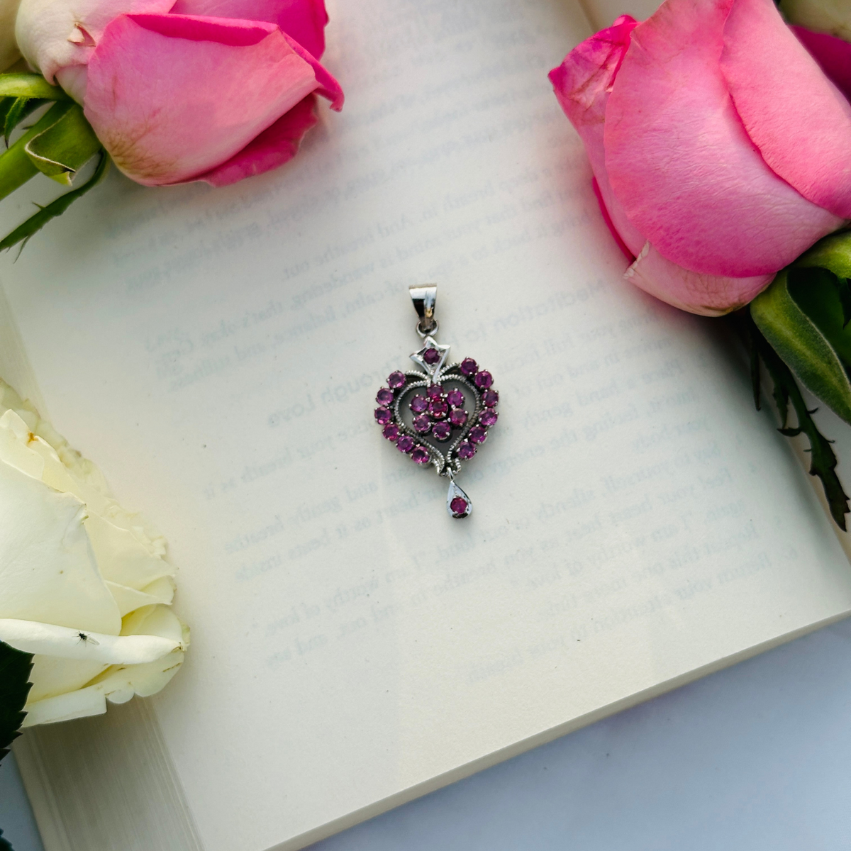 Cordelia Ruby Sterling Silver Heart Love Pendant
