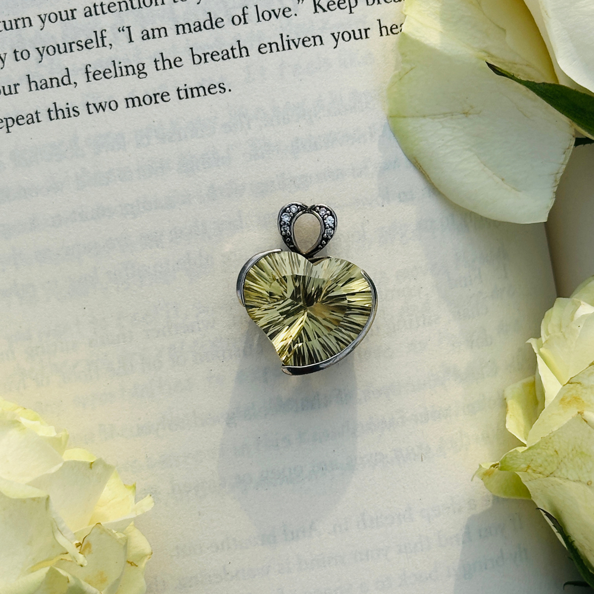 Nico Lemon Quartz Silver 925 Heart Love Pendant