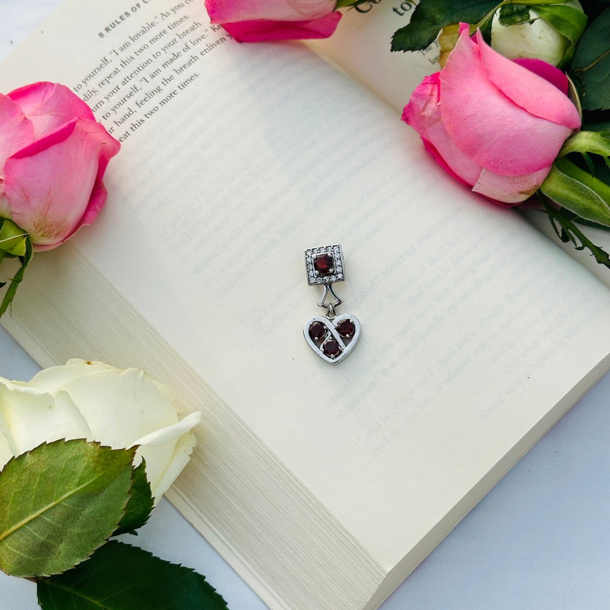 Blythe Garnet Sterling Silver Heart Love Pendant