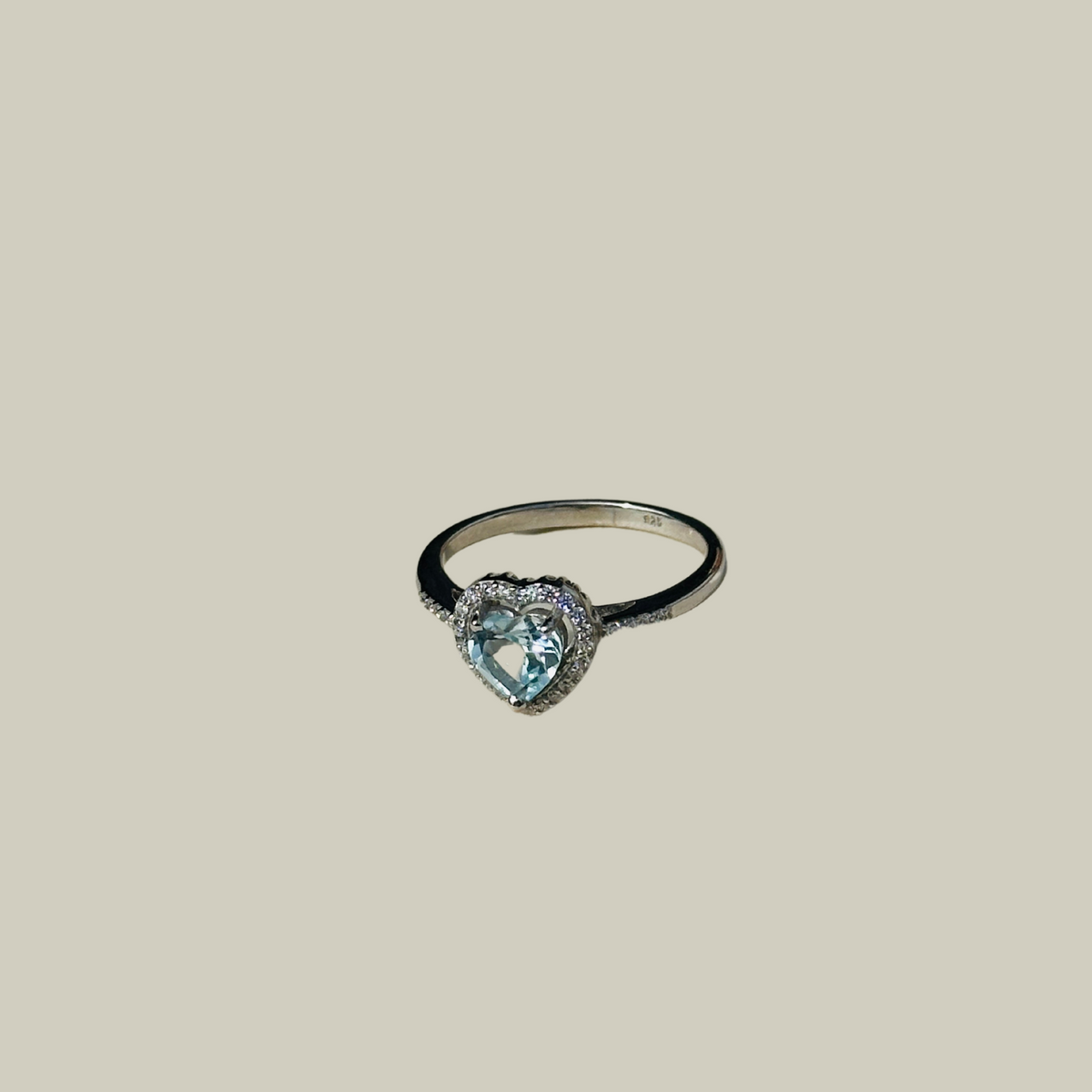 Arthur Blue Topaz 925 Silver Heart Ring