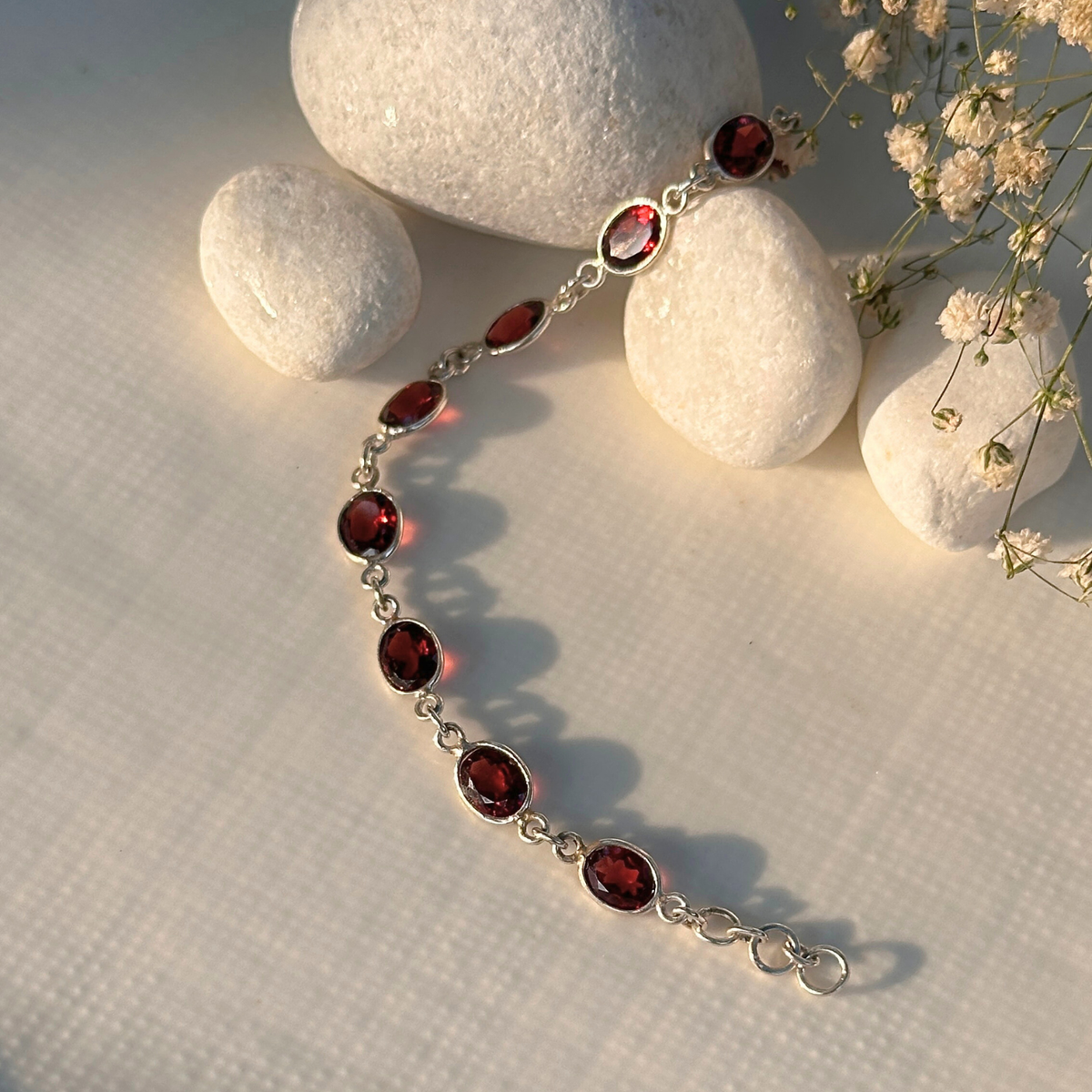 Bracelet, Garnet Bracelet, Silver 925 Bracelet, Gemstone Bracelet, Red garnet 925 sterling silver bracelet,  Natural garnet gemstone silver bracelet