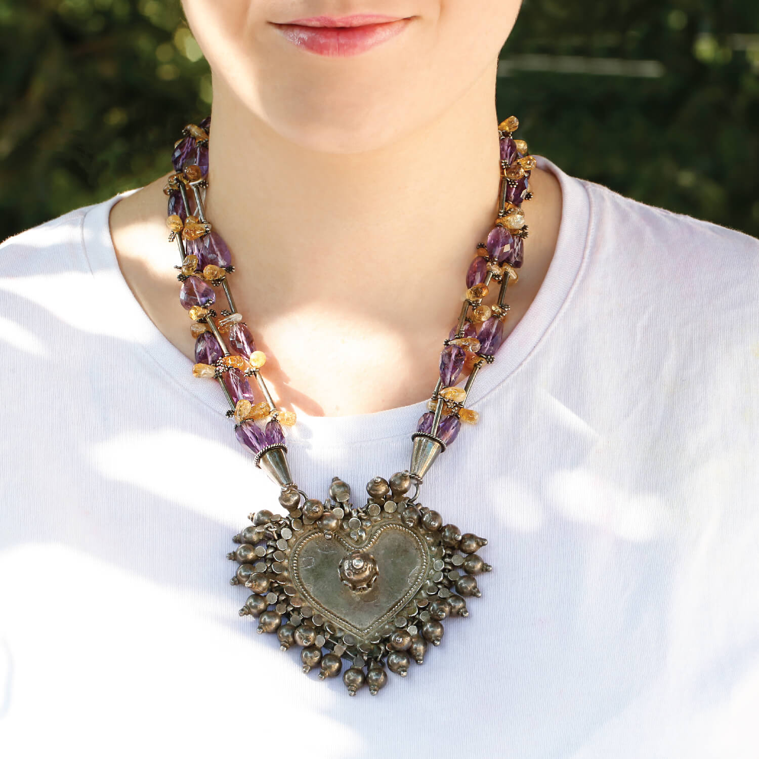  Amethyst Citrine Necklace, Amethyst Citrine Silver 925 Pendant, Sterling Silver Gemstone Necklace