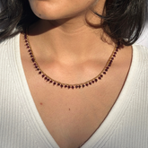 Necklace, Silver Necklace, Beaded Necklace, Gemstone Necklace, Garnet Necklace, Garnet gold plated silver 925 necklace, Natural garnet gemstone set in 18k gold plated 925 silver necklace