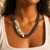 Viore Iolite & Pearl 18K Gold Plated 925 Silver Necklace