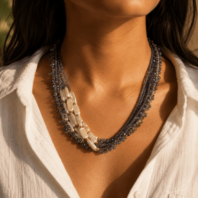 Viore Iolite & Pearl 18K Gold Plated 925 Silver Necklace