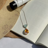 Gemstone Aquamarine & Citrine Silver 925 Necklace