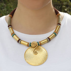 Handcrafted boho vermeil pendant for women, Gold plated silver necklace, Gold plated boho pendant, Silver Jewelry, silver necklace,
Boho necklace 