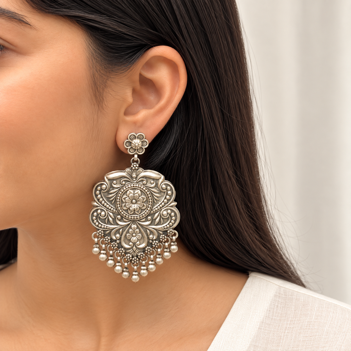 Zunaira Traditional Silver 925 Earrings