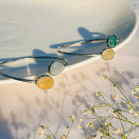 Silver bangles with colorful stones 
Gemstone Bracelet

Minimal Bracelet
Minimal Bangle 
Bangle for every day 
Bangle for office 