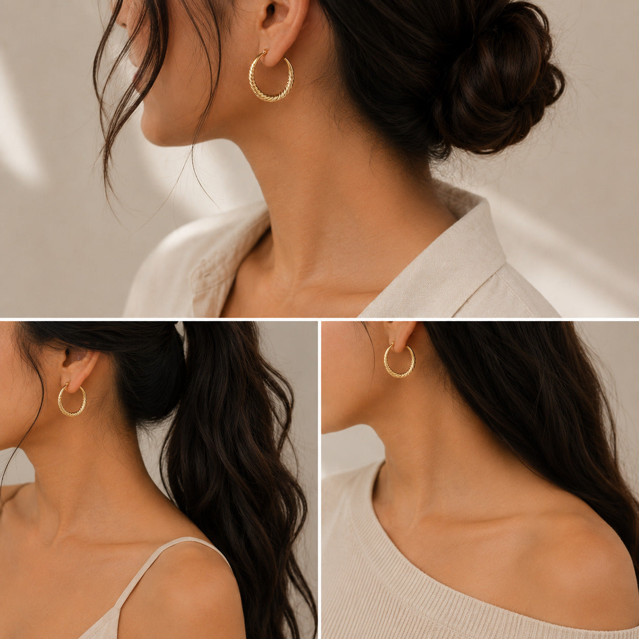 Aila 18k Gold Plated Silver 925 Hoop Earrings