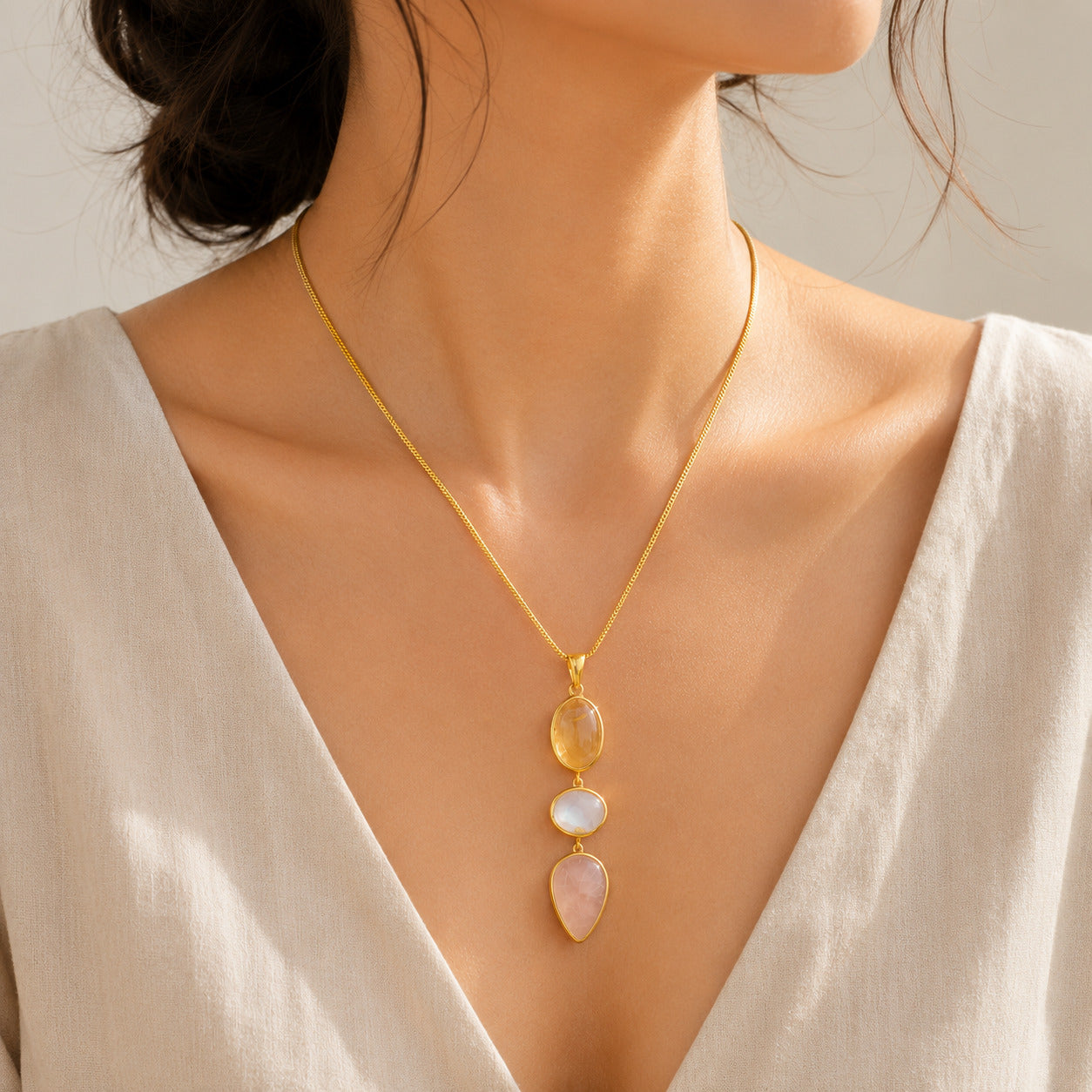 Ben Multistone 18K Gold Plated Silver 925 Love Pendant
