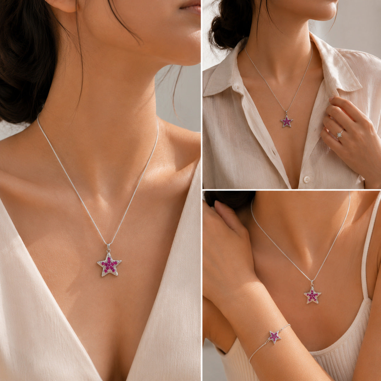 Bliss Ruby Silver 925 Star Pendant
