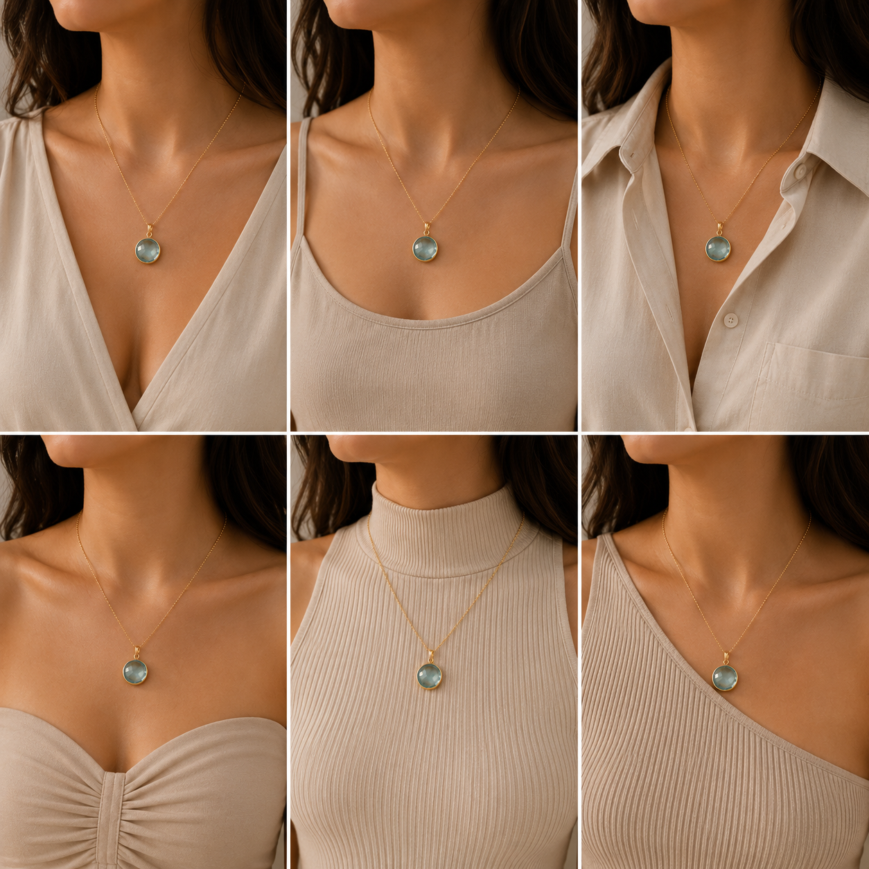 Rivan 18K Gold plated Silver 925 Blue Topaz Pendant