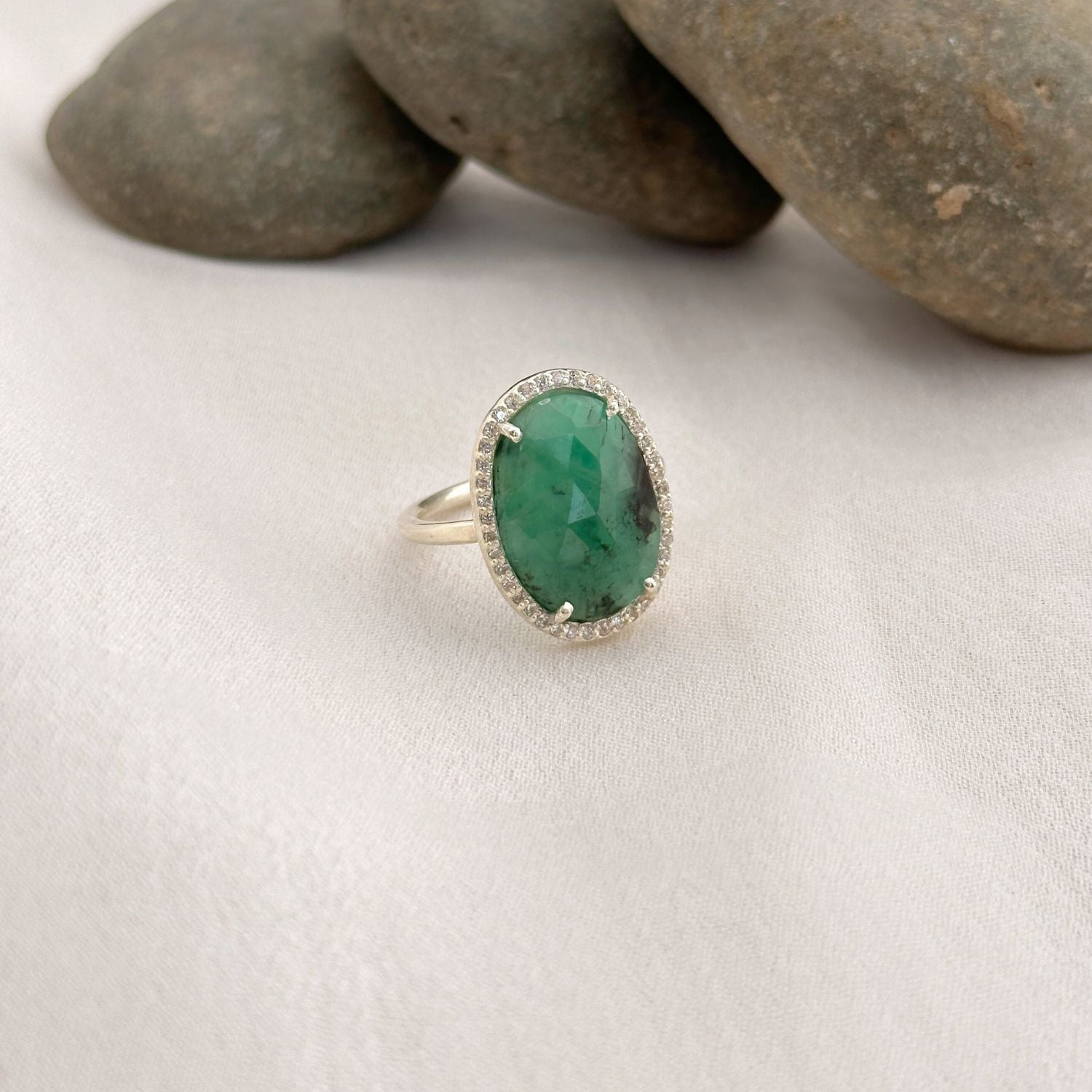 green stone ring for women