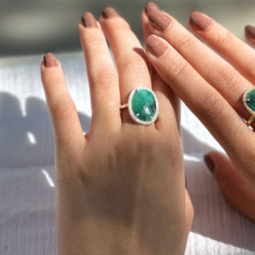 18k gold plated emerald ring
