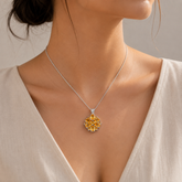 Citrine Flower Silver Pendant