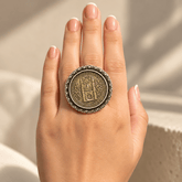 Divine gold plated silver mosque ring