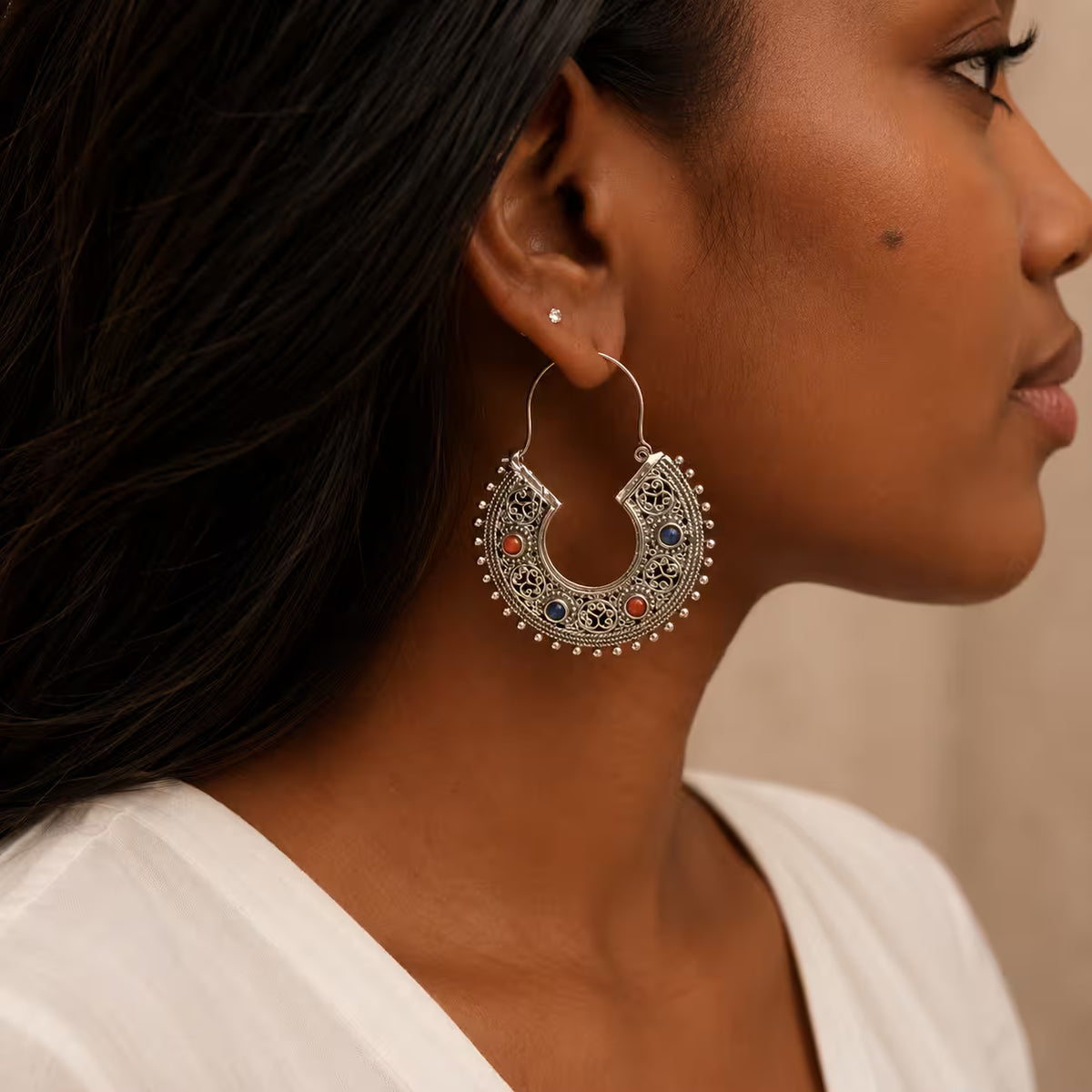 Deekshant Traditional Silver 925 Earrings