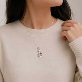 Garnet Deer Shaped Silver 925 Pendant