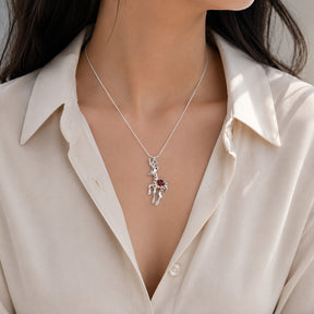 Garnet Deer Shaped Silver 925 Pendant