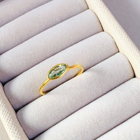 green sapphire ring gold plated marquise bezel setting
