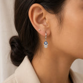 Hamsa Hand & Evil Eye Silver 925 Earrings