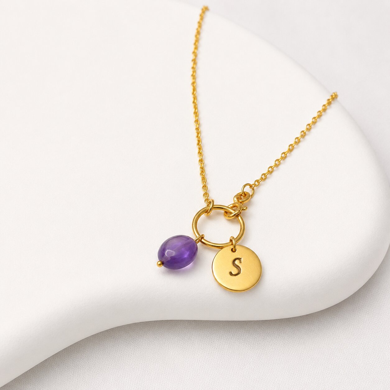 Personalised 925 silver gemstone bracelet with initial charm