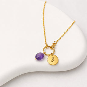 Personalised 925 silver gemstone bracelet with initial charm