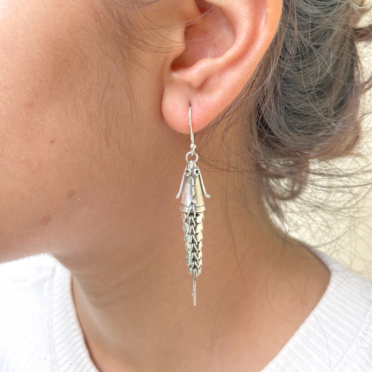 long silver dangle earrings for women 925 sterling silver