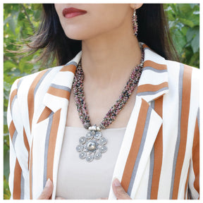 Neira Tourmaline Beads Silver 925 Pendant Necklace