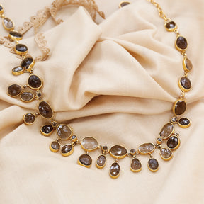 Smokey quartz jewelry, Quartz gemstone necklace, Smokey quartz 18K gold plated sterling silver 925 necklace, 