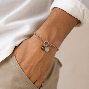 Gem & Initial Silver 925 Bracelet