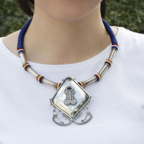 Handcrafted boho pendant in sterling silver 925