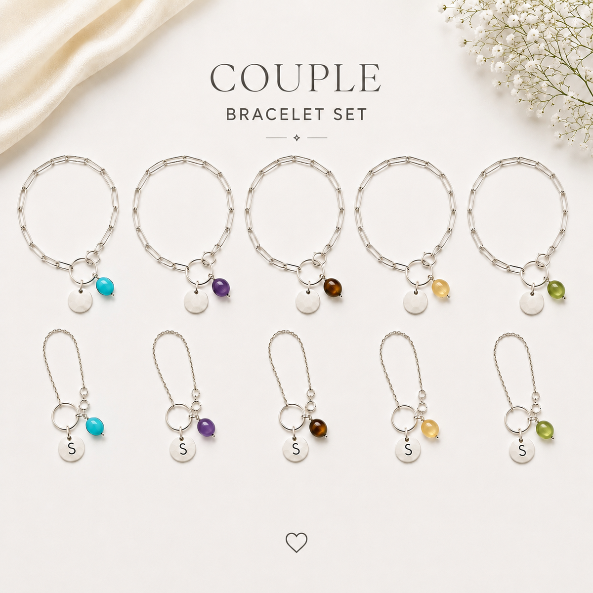 Couple Gemstone Silver 925 Rakhi