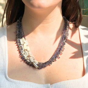 Viore Iolite & Pearl 18K Gold Plated 925 Silver Necklace