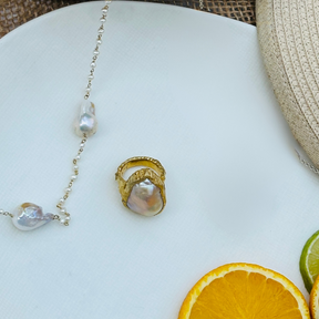 Lois 18K Gold Plated Silver 925 Pearl Ring