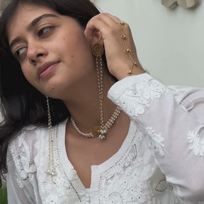 Anila 18K Gold Plated Silver 925 Pearl Drop Long Earrings