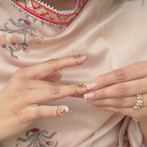 Vani 18K Gold Plated Silver 925 Pearl Nail Rings