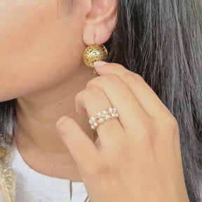 Firana 18K Gold Plated Silver 925 Ball Drop Long Earrings