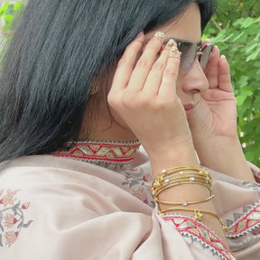 Vani 18K Gold Plated Silver 925 Pearl Nail Rings