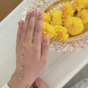 Agira 18K Gold Plated Silver 925 Pearl Nail Ring Set