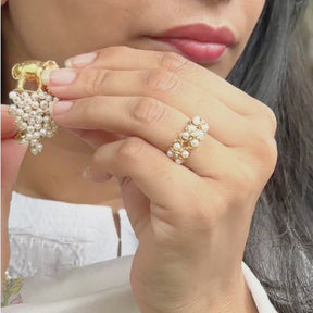 Ibha 18K Gold Plated Silver 925 Pearl Stud Earrings
