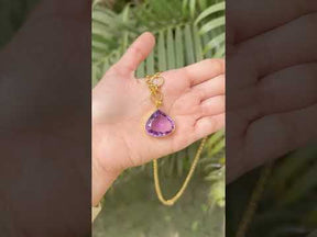 Liza Amethyst 18K Gold Plated Silver 925 Love Necklace
