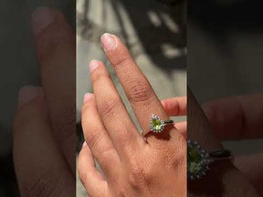 Canberra Gemstone with Diamond Silver 925 Ring